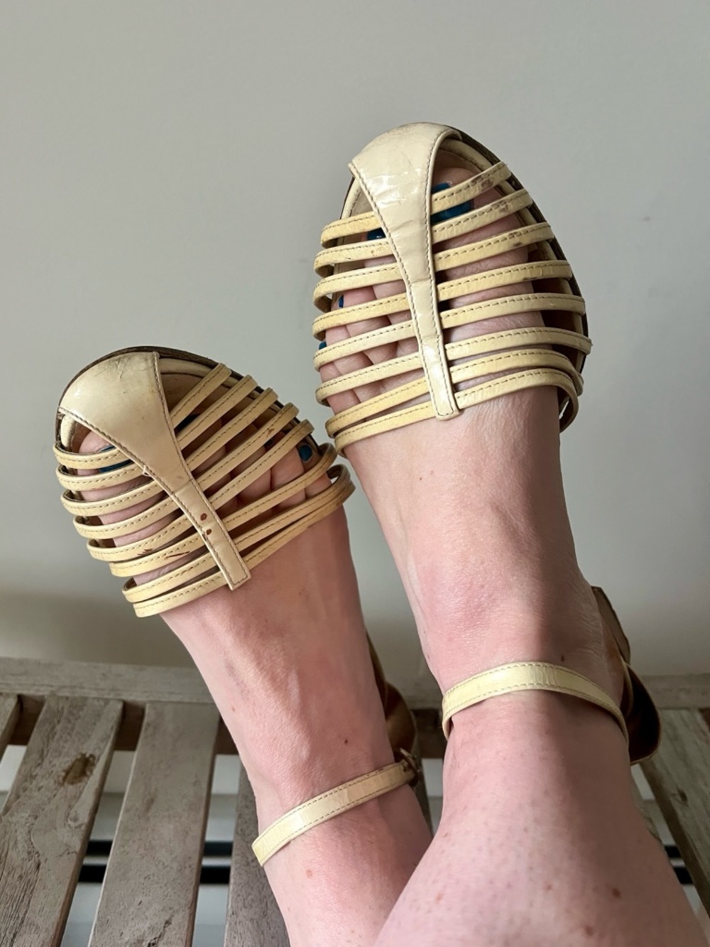 Sonia Rykiel Vintage Strappy Sandals Cream Made in Italy Size 38.5